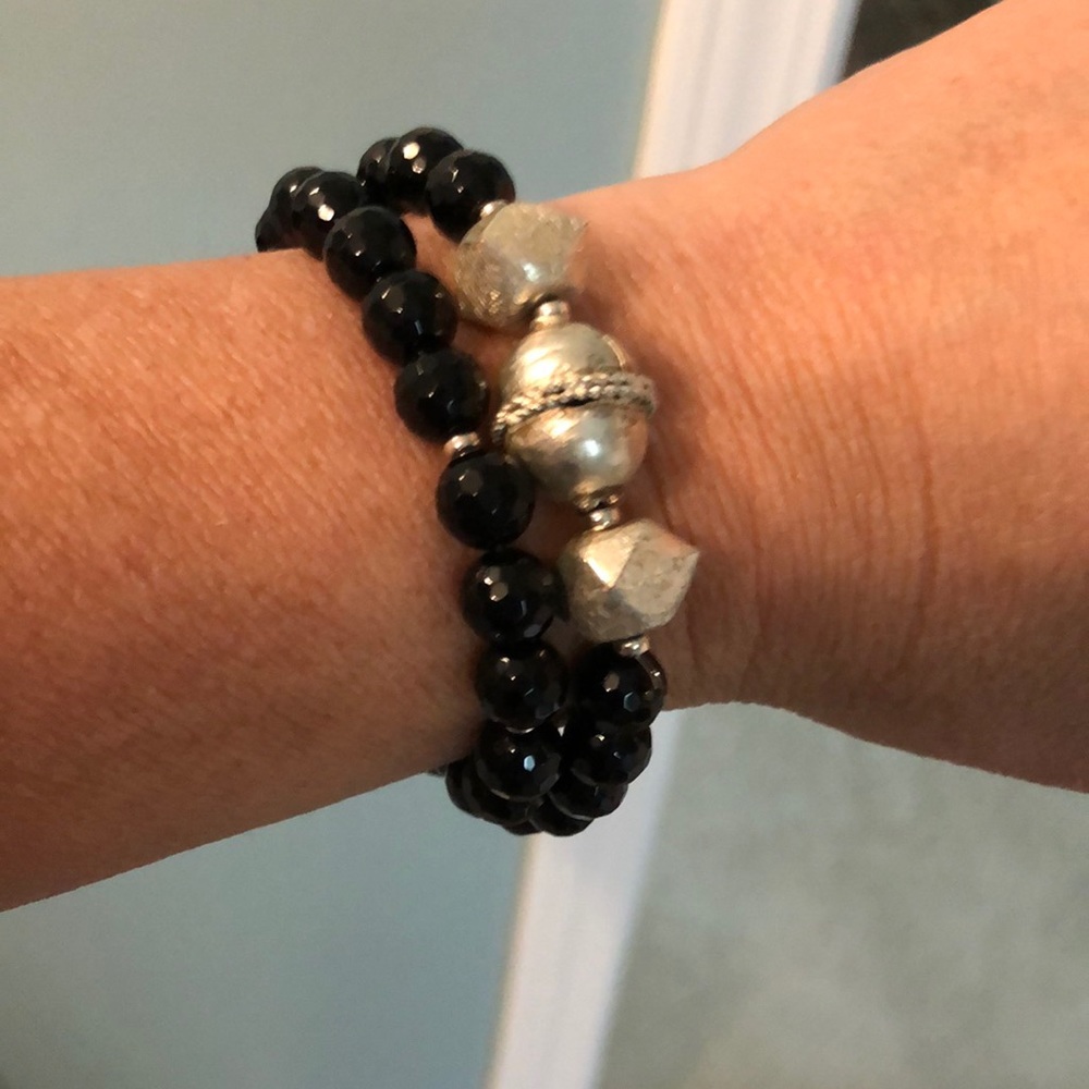 Black Onyx Mala Double Bracelet